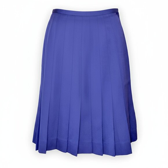 Dana Buchman Orchid Royal Purple Pleated A-Line Flat Front Wool Dress Skirt M 8 - Picture 3 of 4